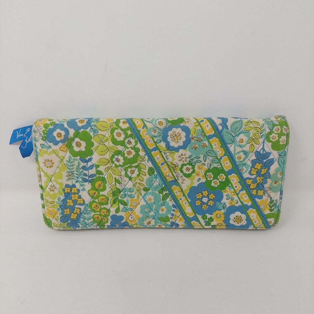 Vera Bradley English Meadow Travel ID Passport Wallet Yellow Blue Floral Boho